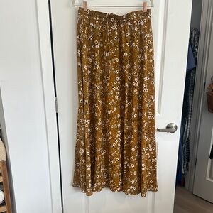Floral Mustard Maxi Skirt